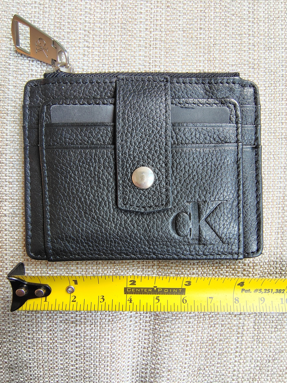 Calvin Klein Black Card Wallet with Zip and Snap